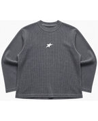 Acidwash waffle knit oversized full-sleeve Front Design