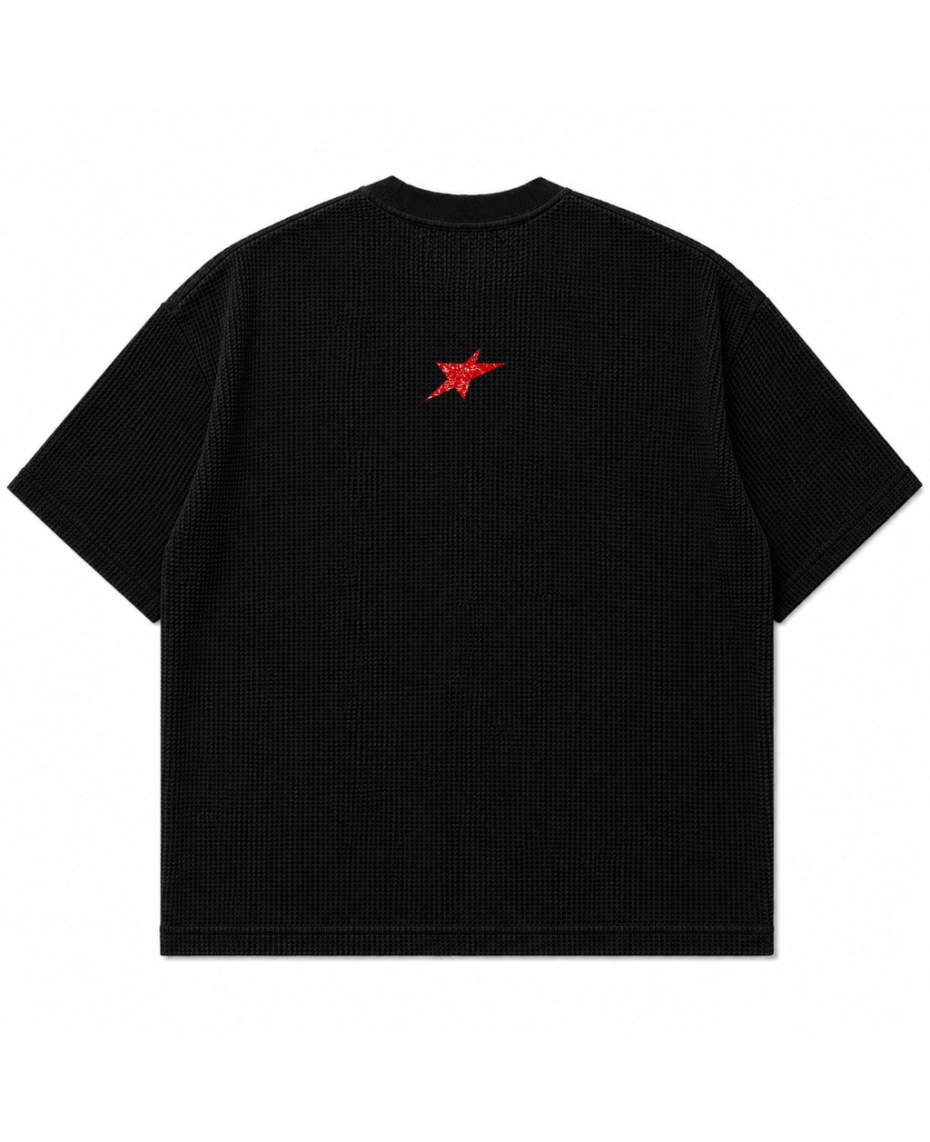 Black waffle boxy fit Back Design