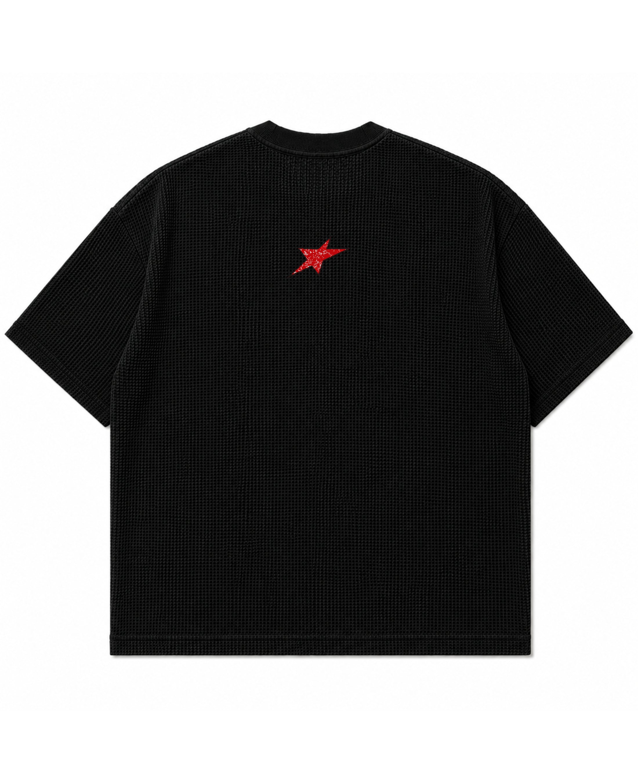 Black waffle boxy fit Back Design
