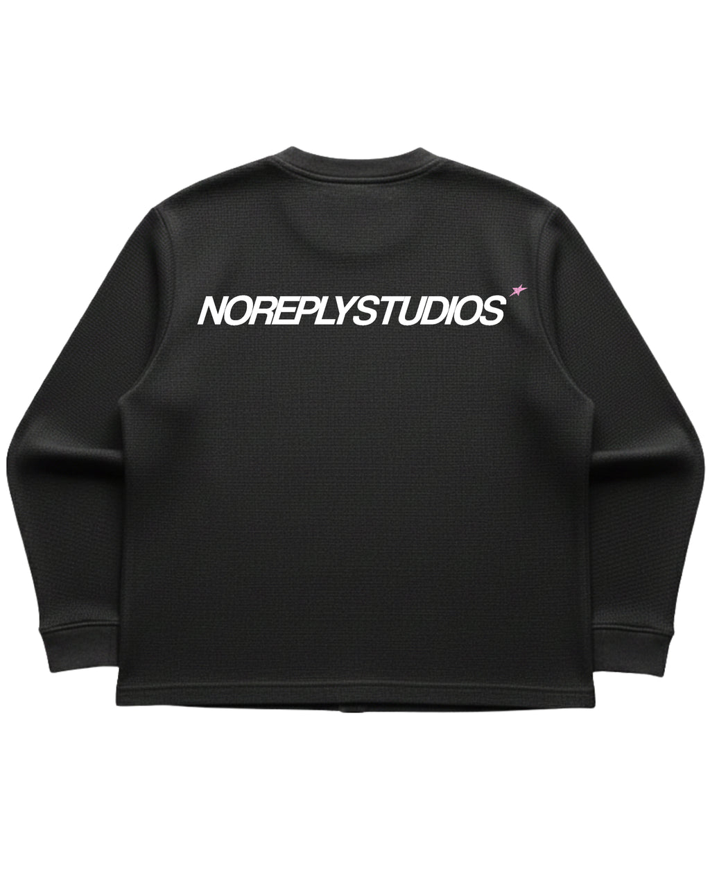 Black waffle knit oversized full-sleeve Back Design