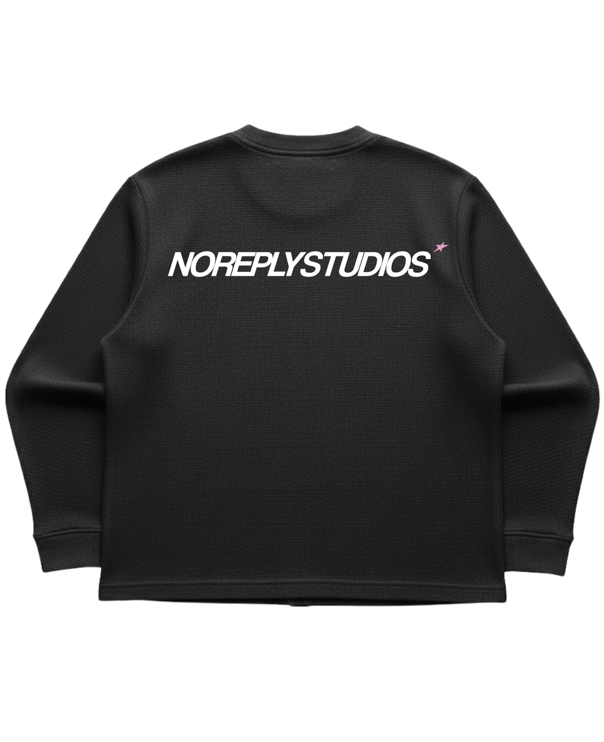 Black waffle knit oversized full-sleeve Back Design