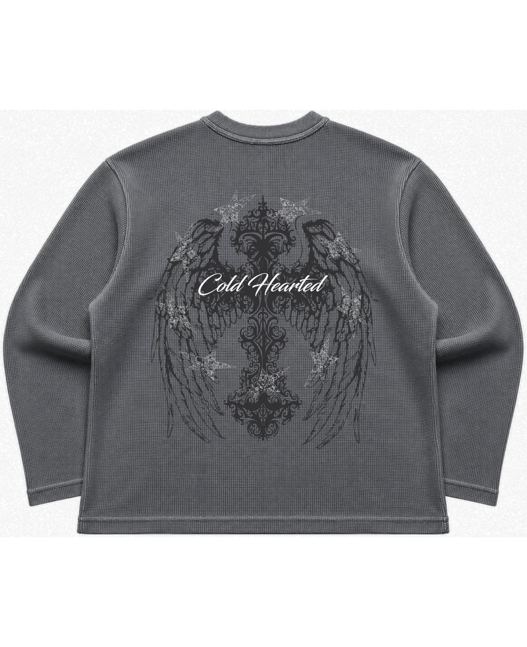Acidwash waffle knit oversized full-sleeve Back Design