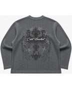 Acidwash waffle knit oversized full-sleeve Back Design