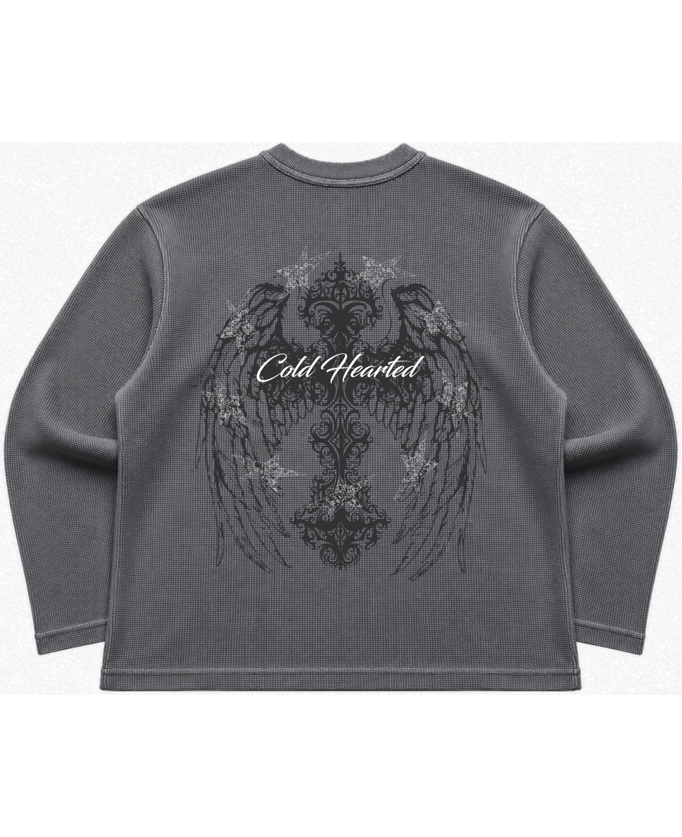 Acidwash waffle knit oversized full-sleeve Back Design