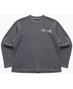 Acidwash waffle knit oversized full-sleeve Front Design