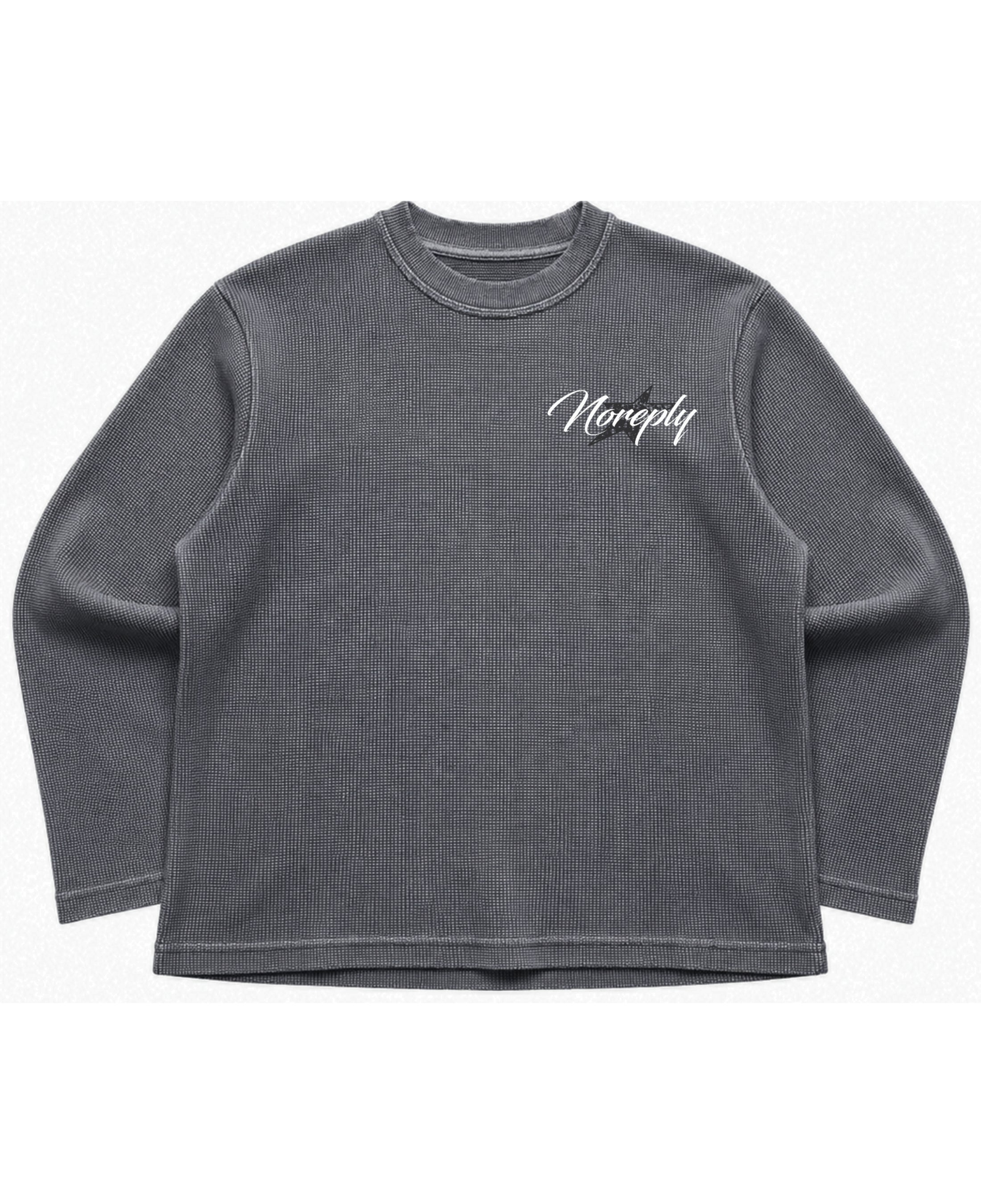 Acidwash waffle knit oversized full-sleeve Front Design