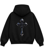Black Boxy Dual Zipper Hoodie Back Design