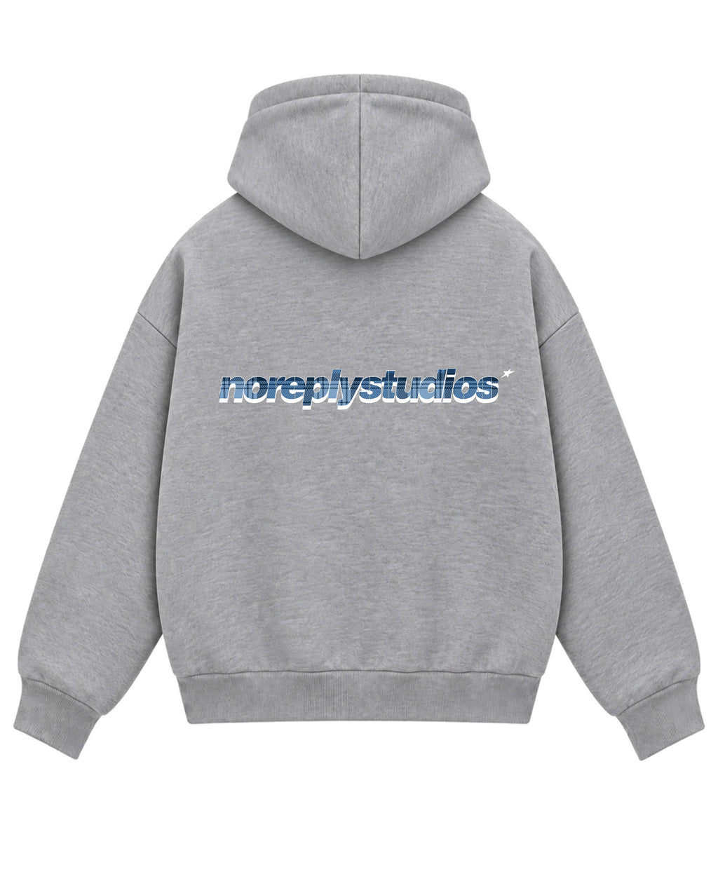 Grey Boxy Dual Zipper Hoodie Back Design