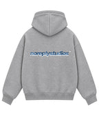 Grey Boxy Dual Zipper Hoodie Back Design