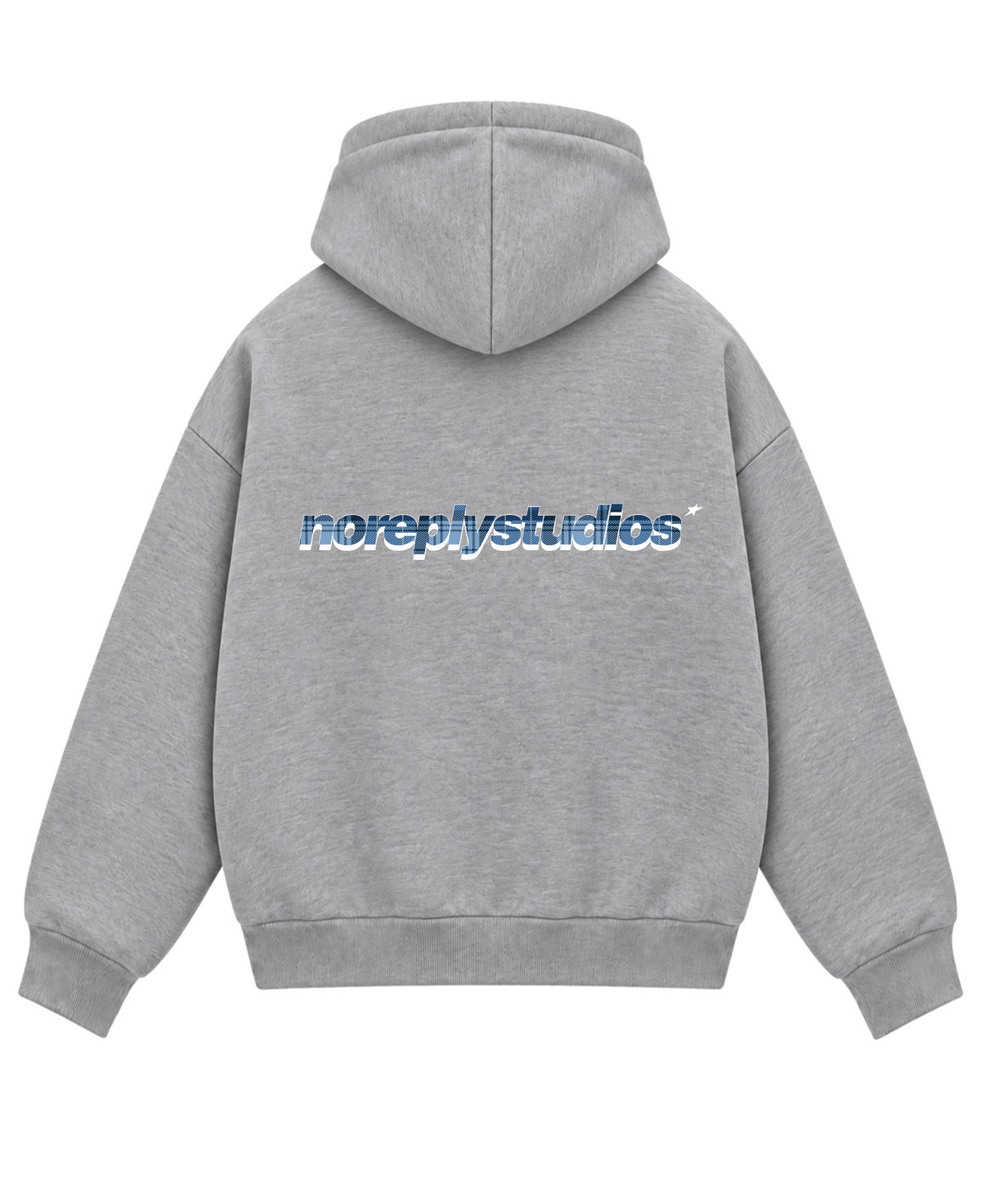 Grey Boxy Dual Zipper Hoodie Back Design