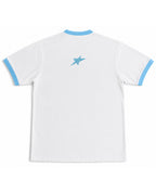 White & Sky Blue Ringer tee Back Design