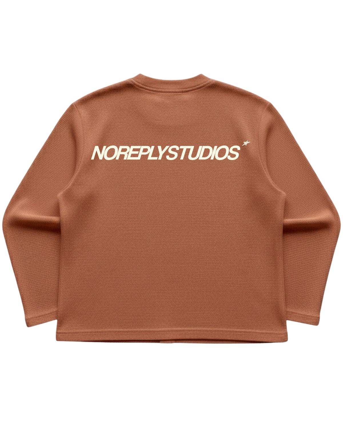 Brown waffle knit oversized full-sleeve Back Design