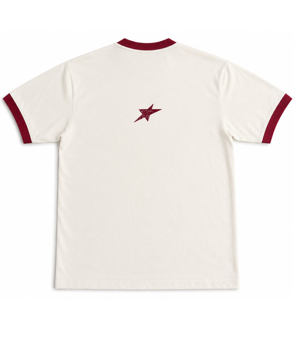 Off White & Maroon Ringer tee Back Design