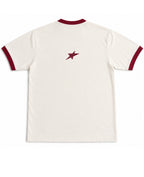 Off White & Maroon Ringer tee Back Design