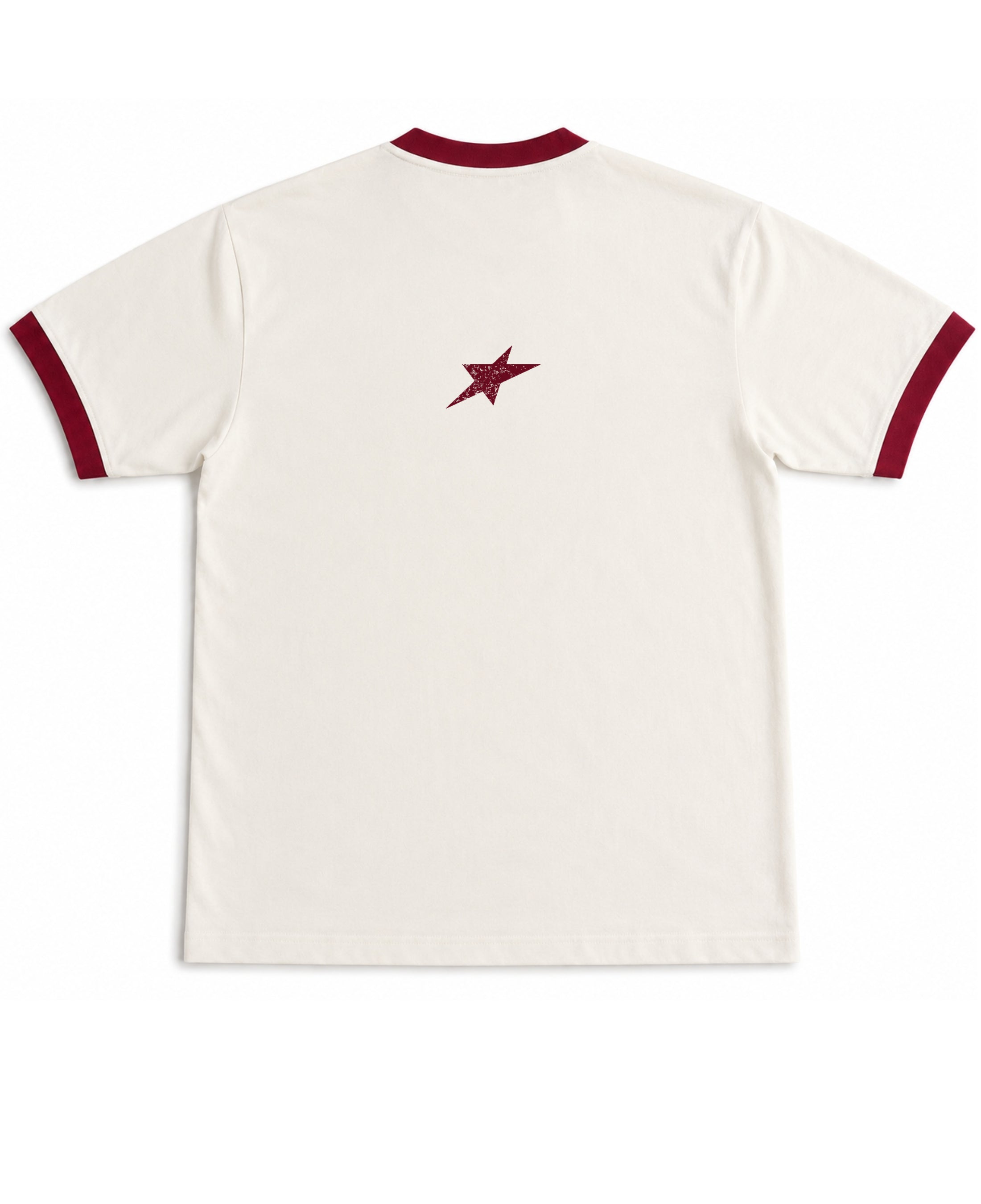 Off White & Maroon Ringer tee Back Design
