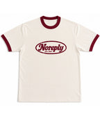 Off White & Maroon Ringer tee Front Design