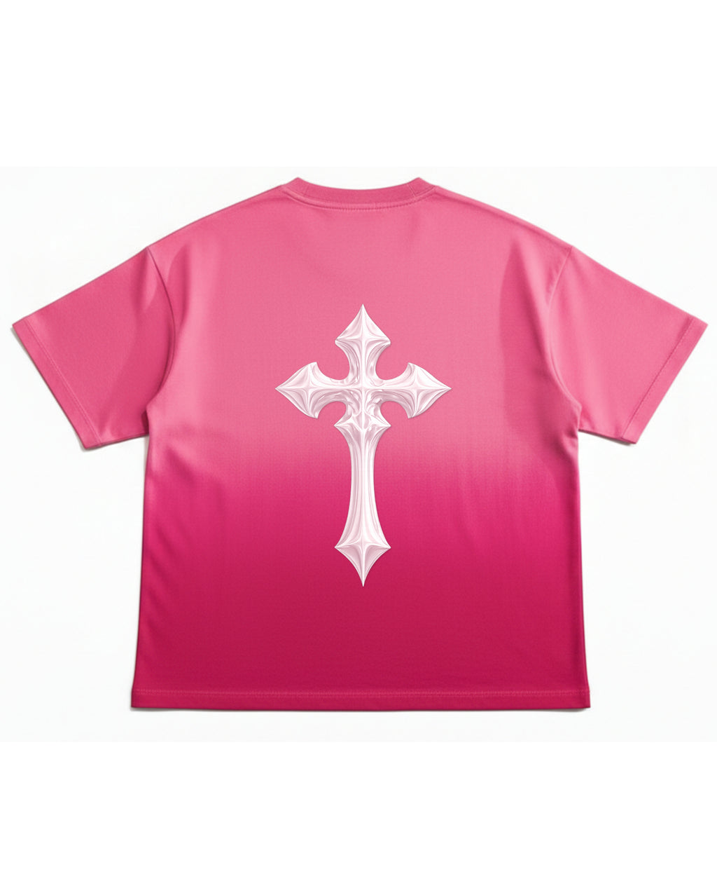 Pink Sunfade Ombré Wash Boxy Fit T-shirt Back Design