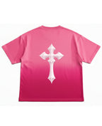 Pink Sunfade Ombré Wash Boxy Fit T-shirt Back Design
