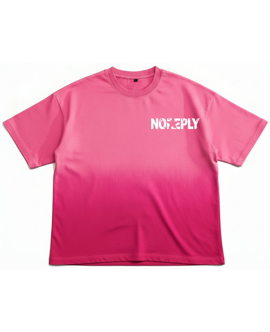Pink Sunfade Ombré Wash Boxy Fit T-shirt Front Design