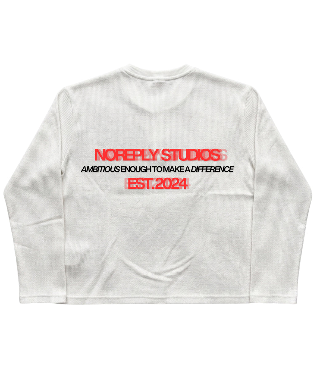 White Henley waffle knit Back Design
