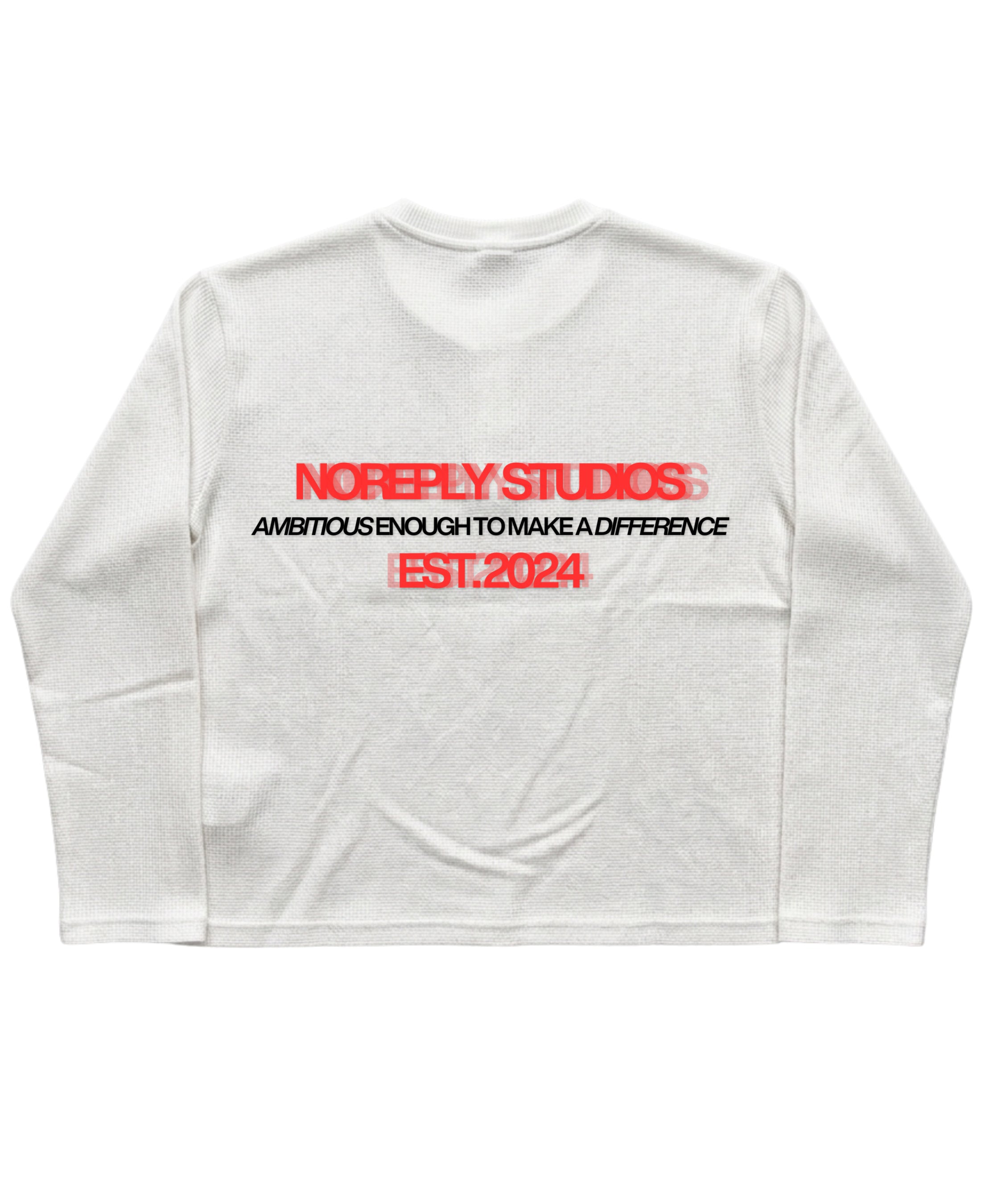 White Henley waffle knit Back Design