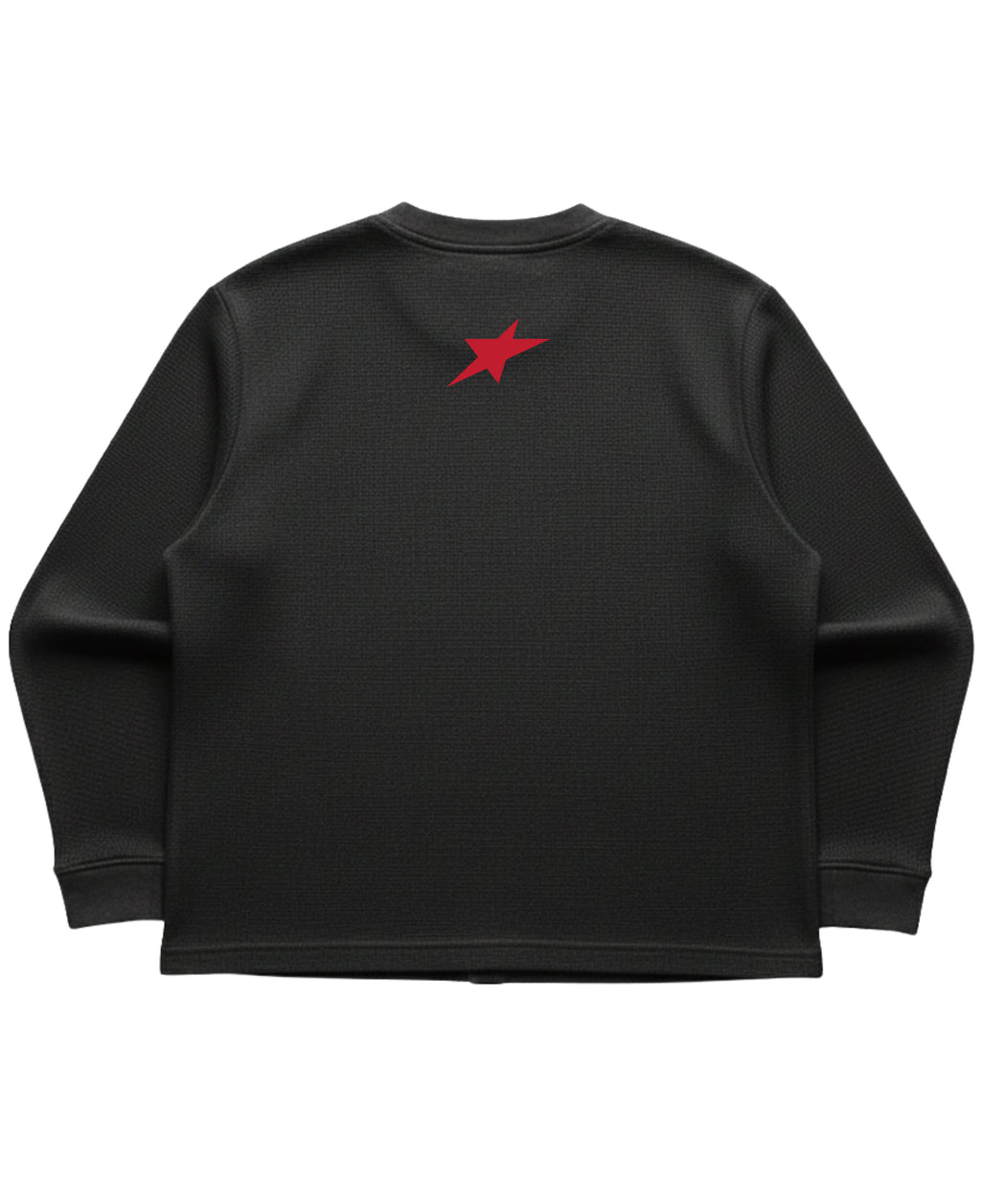 Black waffle knit oversized full-sleeve Back Design