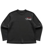 Black waffle knit oversized full-sleeve Front Design