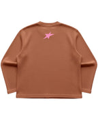 Brown waffle knit oversized full-sleeve Back Design