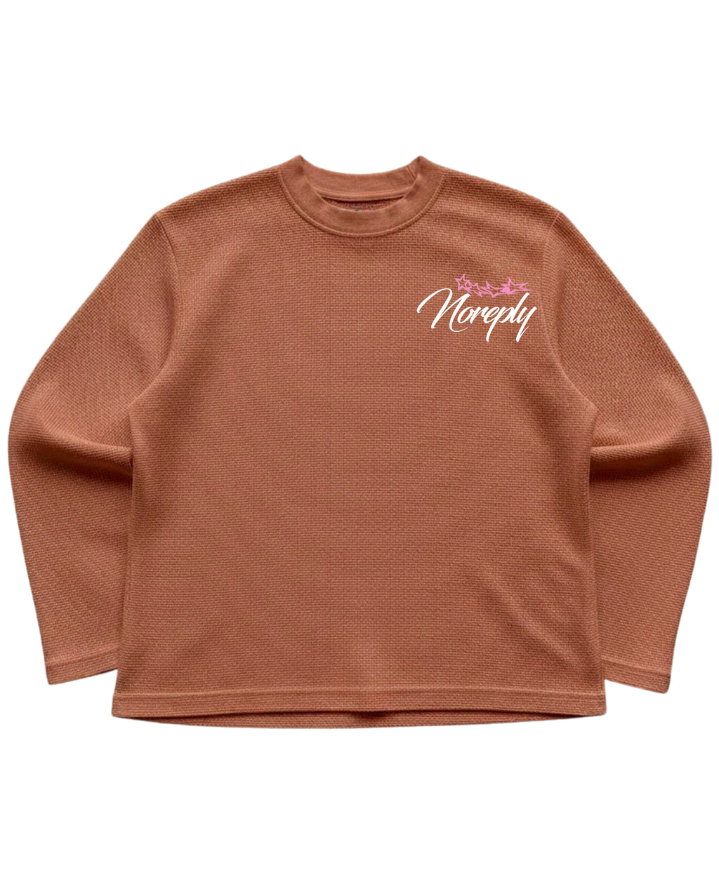 Brown waffle knit oversized full-sleeve Front Design