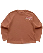 Brown waffle knit oversized full-sleeve Front Design