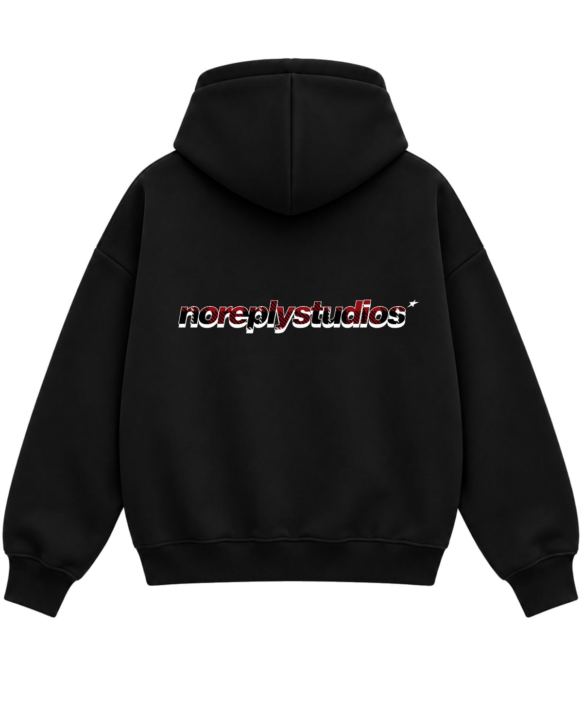 Black Boxy Dual Zipper Hoodie Back Design