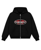 Black Boxy Dual Zipper Hoodie Front Design