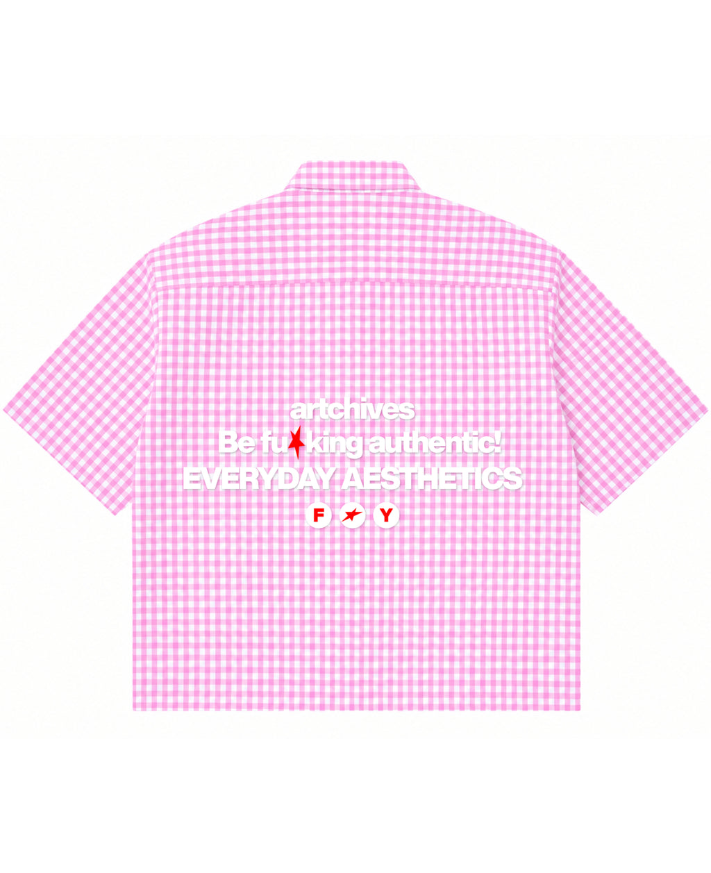Pink Gingham Oxford Boxy Shirt Back Design