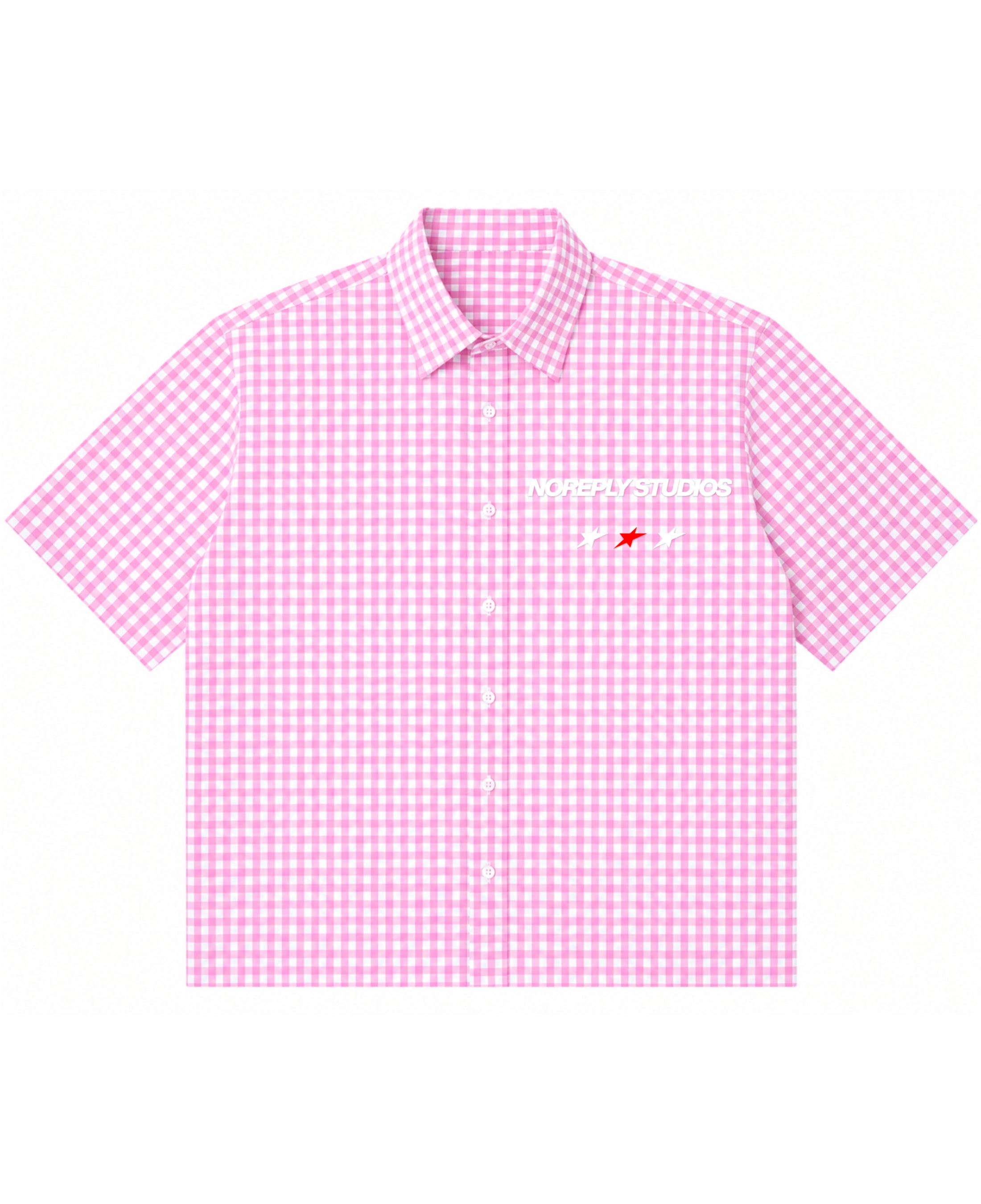 Pink Gingham Oxford Boxy Shirt Front Design