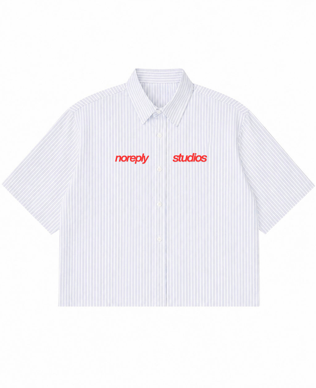 Blue Striped Oxford Boxy Shirt Front Design