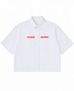 Blue Striped Oxford Boxy Shirt Front Design