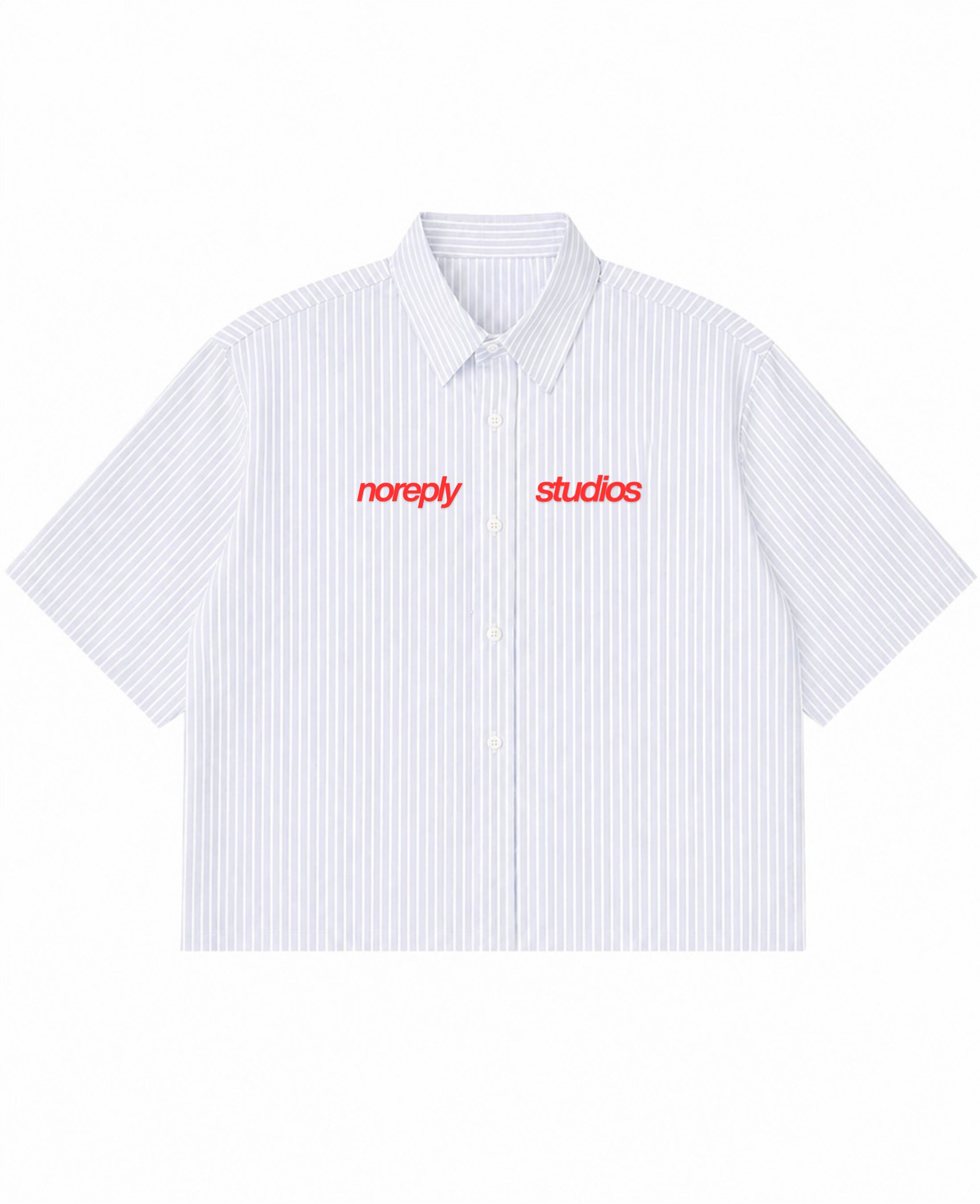 Blue Striped Oxford Boxy Shirt Front Design